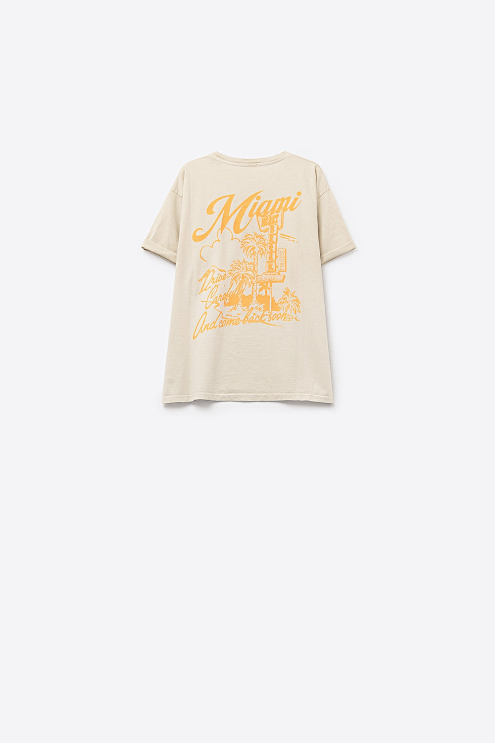 T-shirt beige con stampa del logo Miami