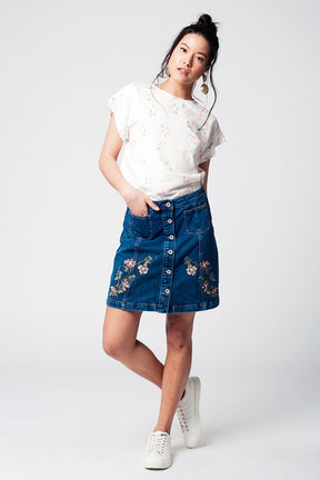 T-shirt bianca con stampa floreale