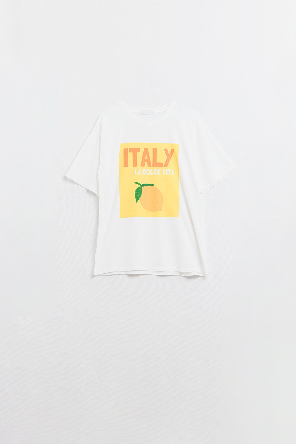 T-shirt bianca Italia Dolce Vita con stampa grafica al limone