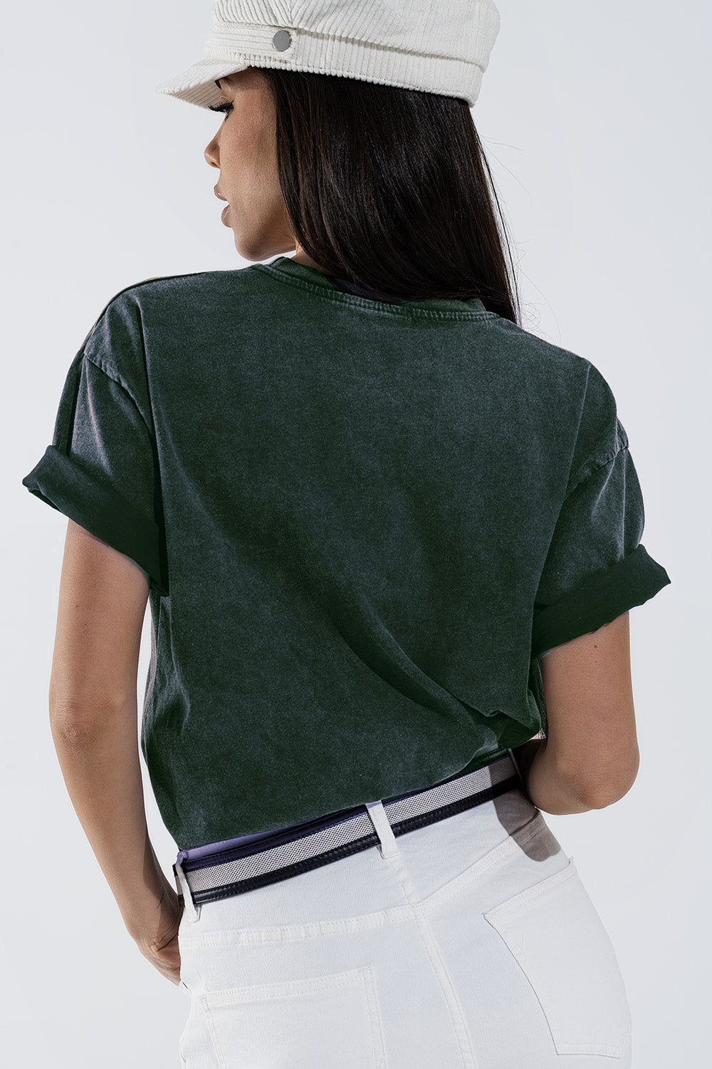 T-shirt con stampa digitale art déco LOVE in grigio