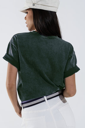 T-shirt con stampa digitale art déco LOVE in grigio