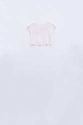 Q2 T-shirt cropped a maniche corte in maglia bianca