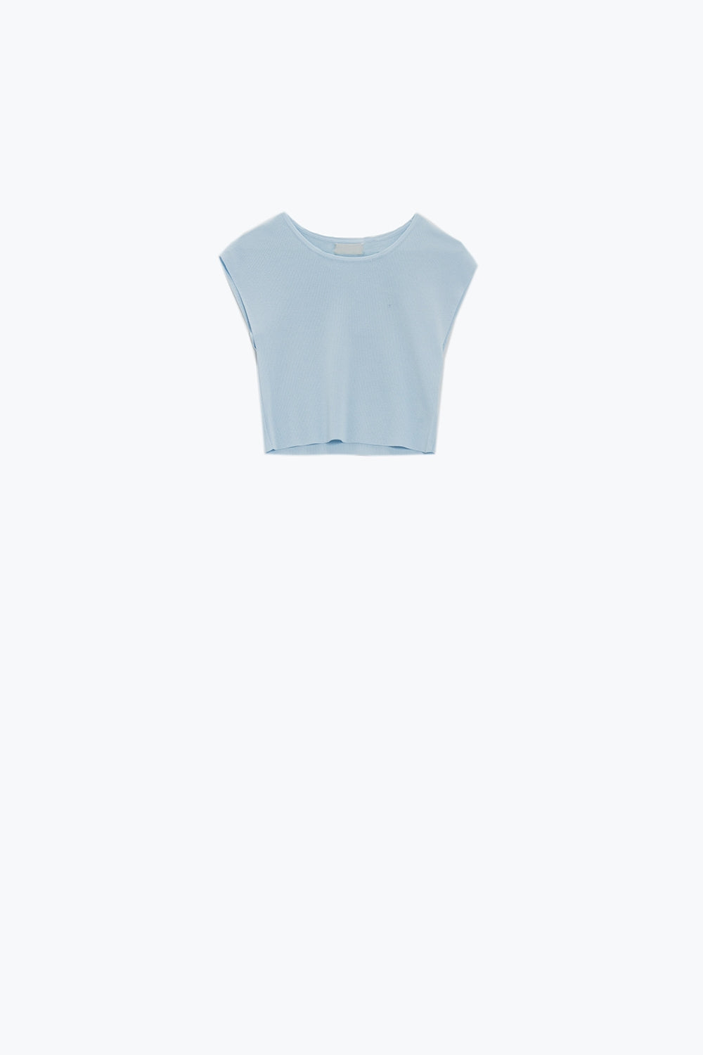 Q2 T-shirt cropped in maglia a maniche corte in blu