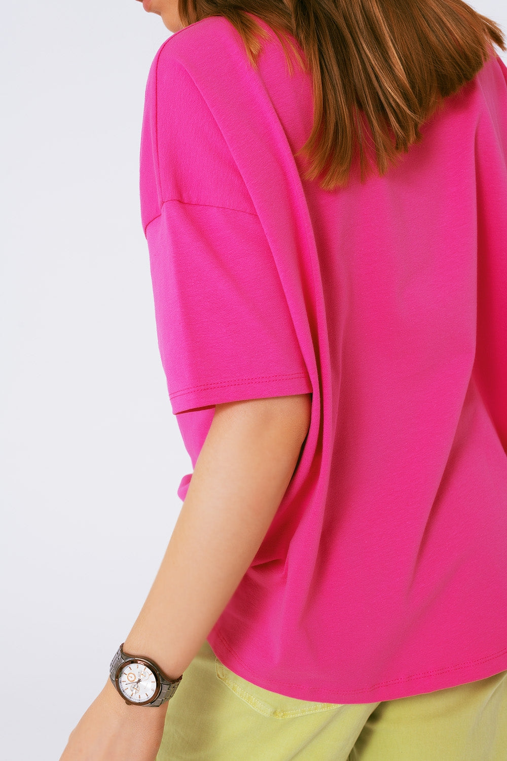 T-shirt fuchsia ampia con orsetto colorato