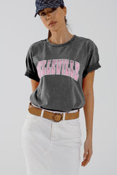 Q2 T-shirt girocollo grigia con testo Belleville