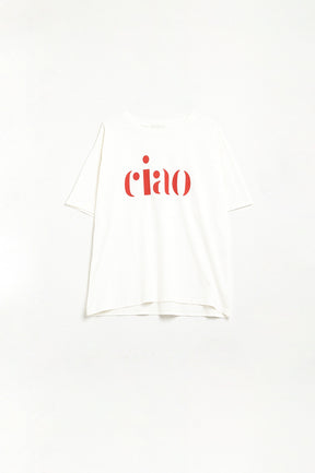 T-shirt in cotone made in Italy con logo Ciao in rosso