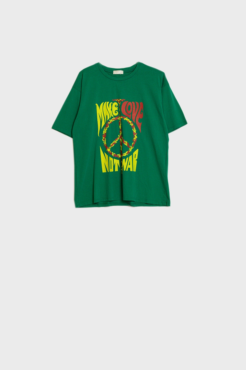 Q2 t-shirt verde a maniche corte con logo Make love not war