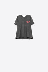 Q2 tessuto nero lavato T-shirt a manica corta TRIPLE HEAT LOGO