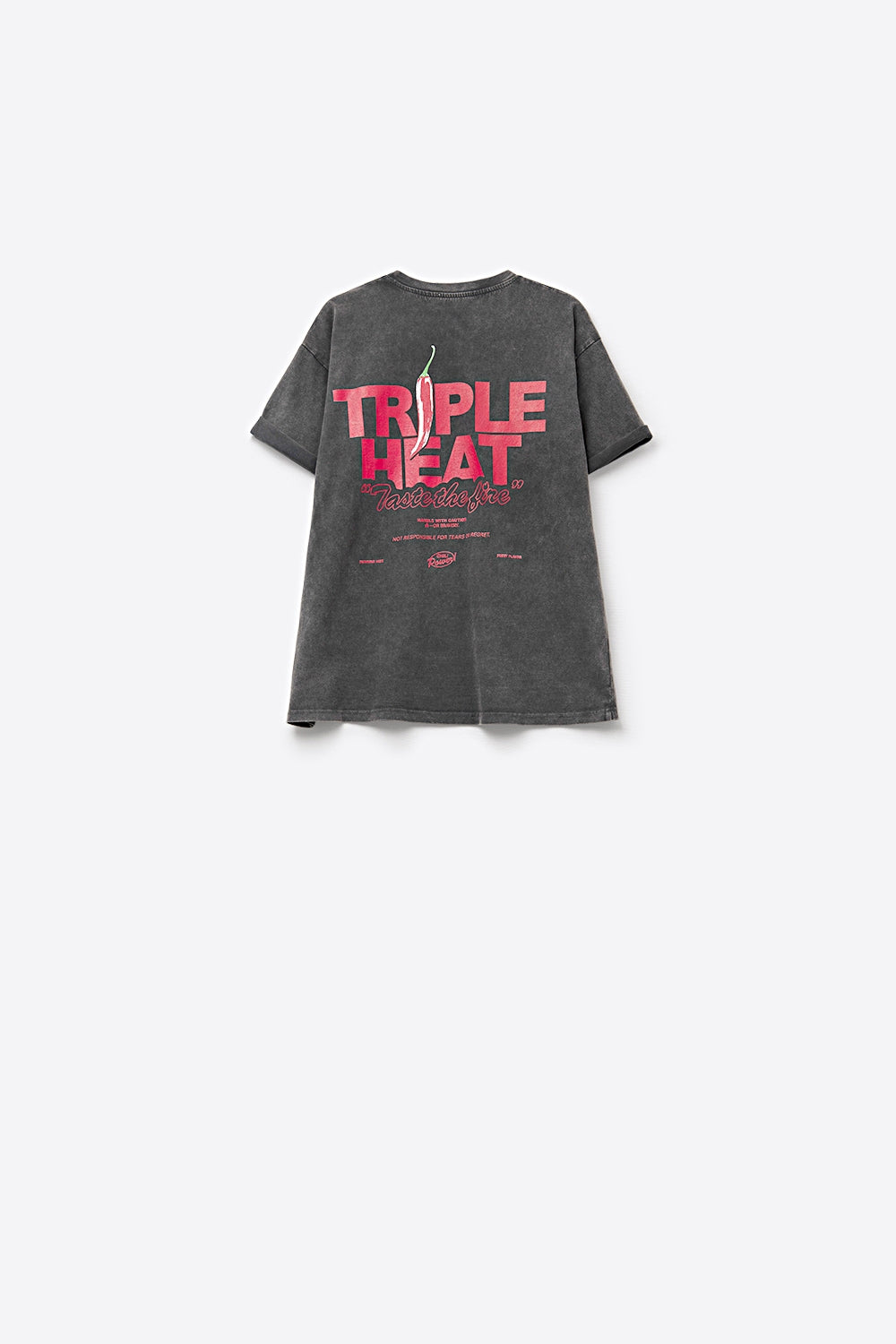 tessuto nero lavato T-shirt a manica corta TRIPLE HEAT LOGO