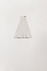 Q2 Top bianco con pizzo e design svasato