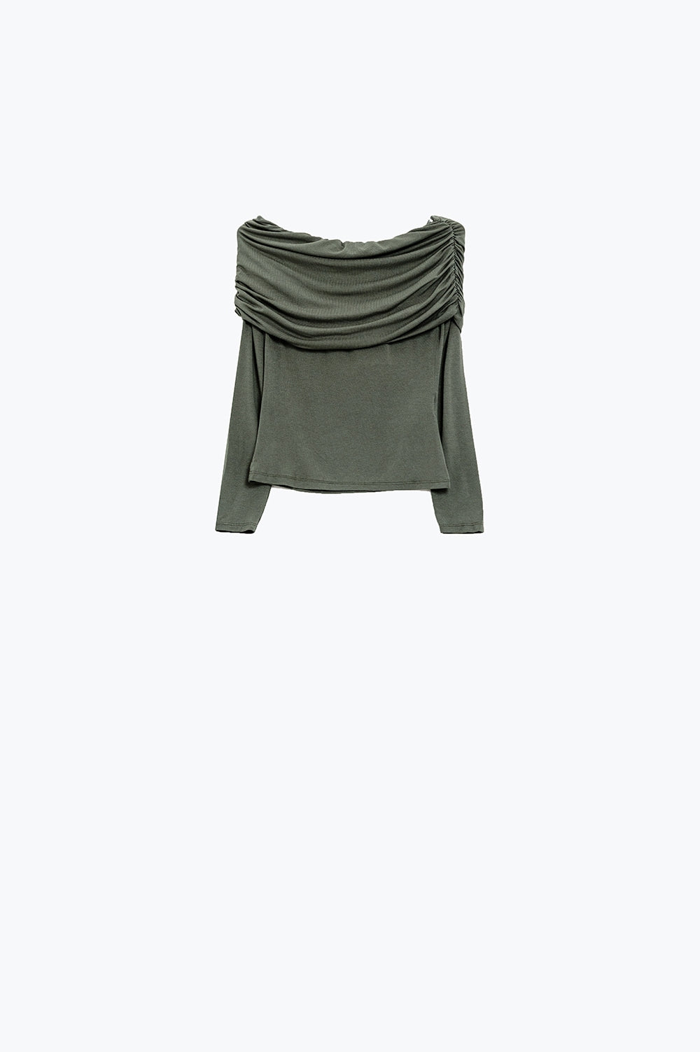 Top Bodycon Off Shoulder in verde khaki