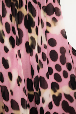 Top cropped a pieghe con stampa animalier in rosa e marrone