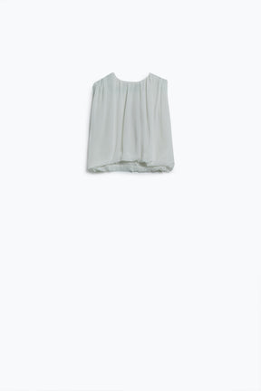 Q2 Top in chiffon bianco con ruche