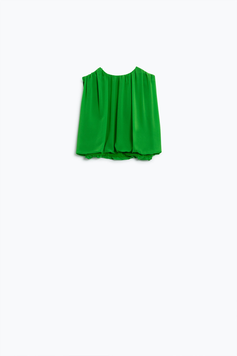 Top in chiffon verde con ruche