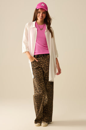 Top in maglia a costine senza maniche in fucsia