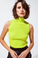 Q2 Top in maglia lime senza maniche