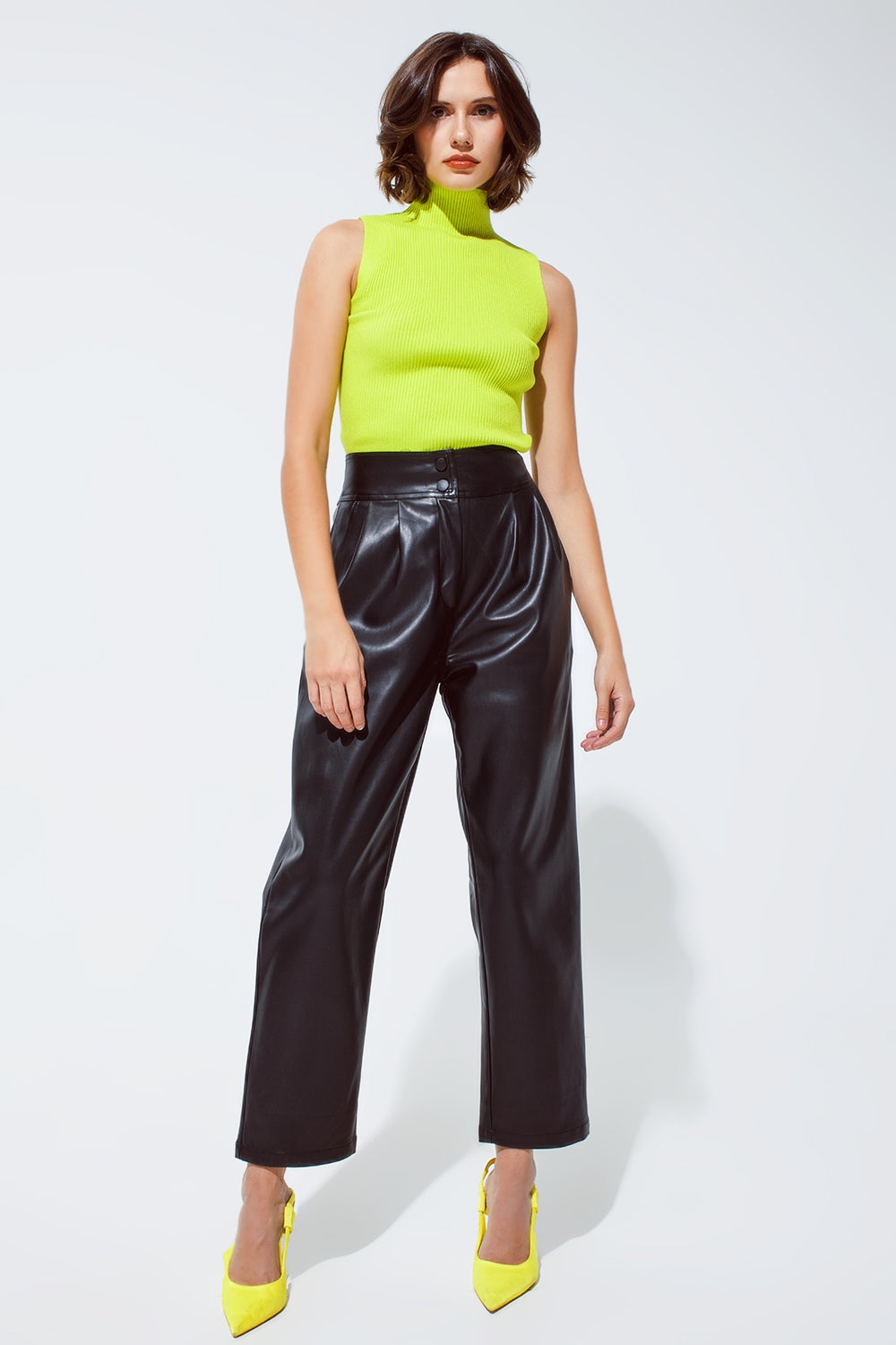 Top in maglia lime senza maniche