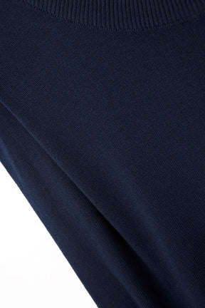 Top senza maniche in maglia con drappeggio sulle spalle in blu scuro