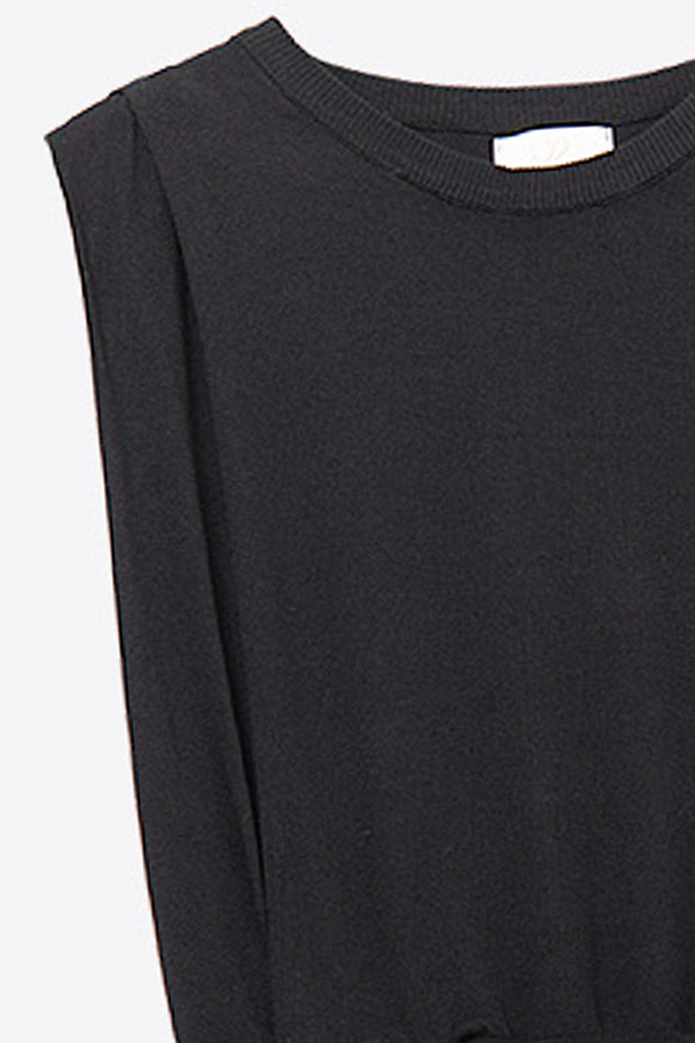 Top senza maniche in maglia con drappeggio sulle spalle in nero