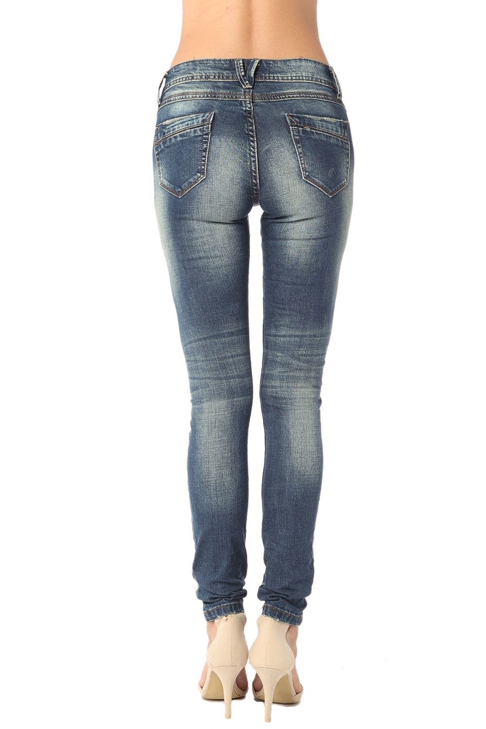 JEANS CIGARRETTE CON EFFETTO STRAPPATA