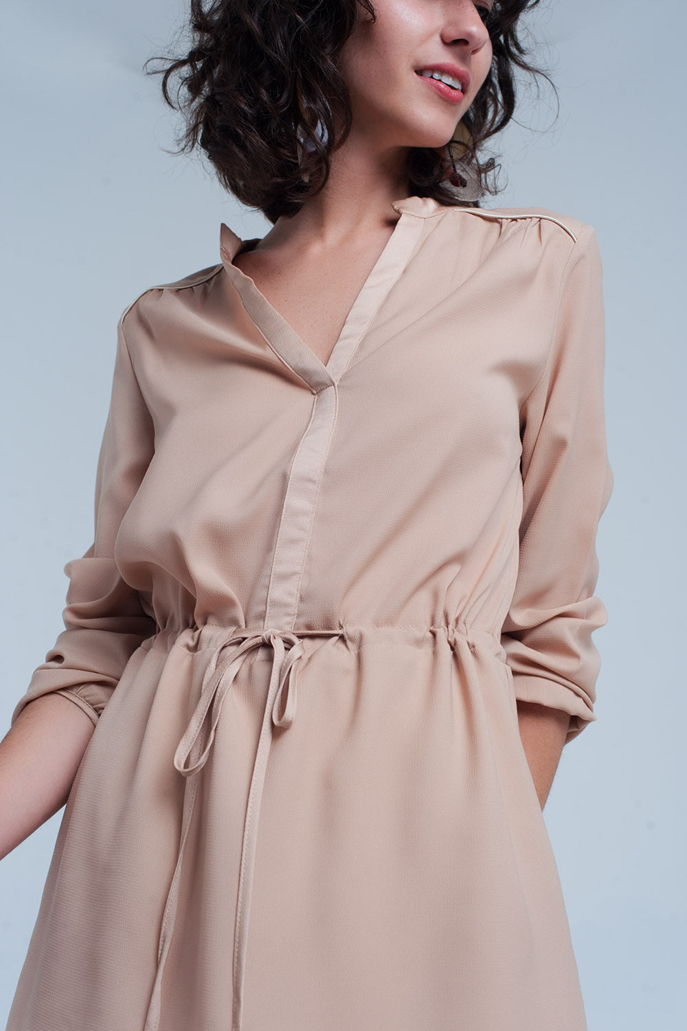 Vestitino Beige camicia allacciato in vita