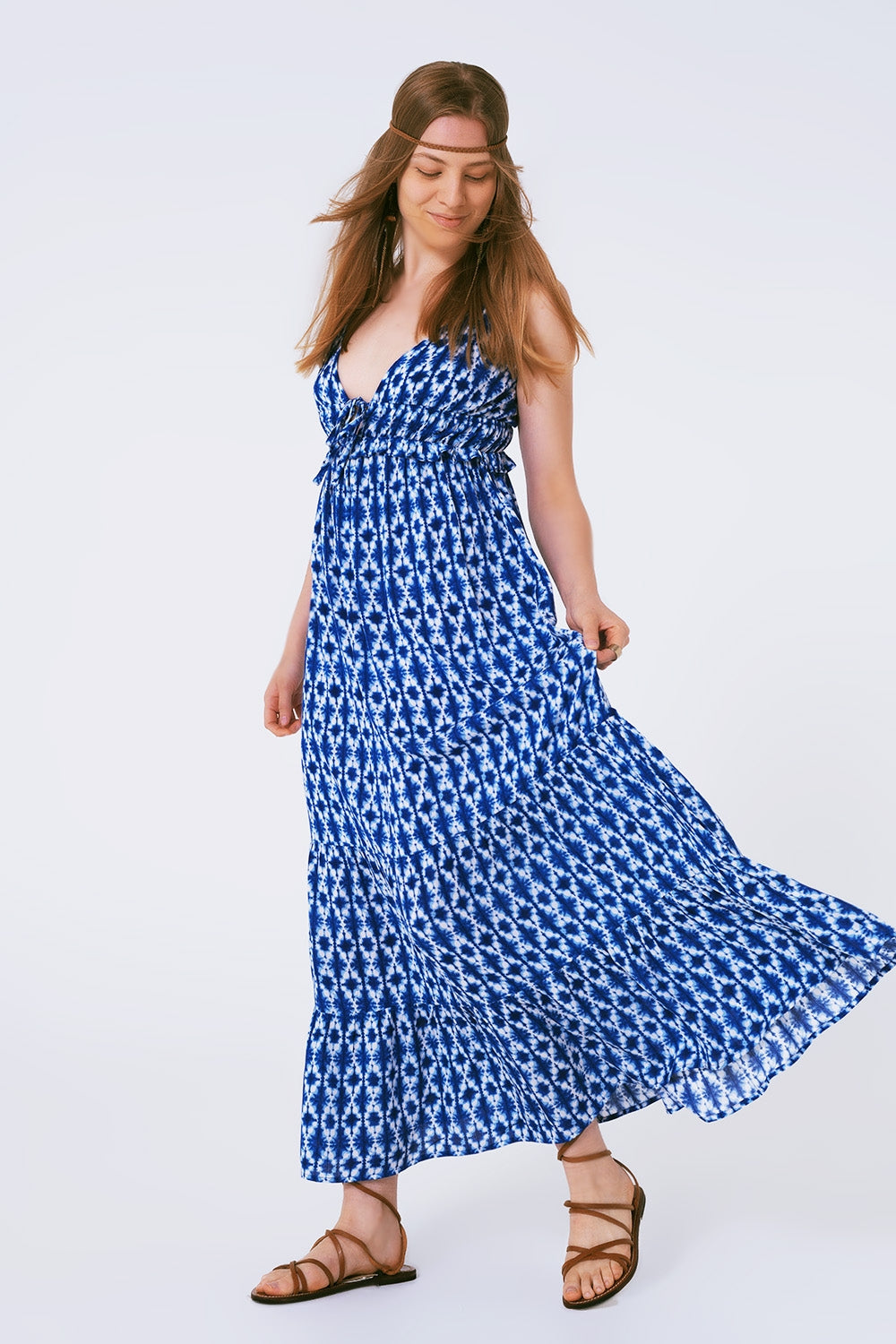 Vestito lungo maxi a stampa boho