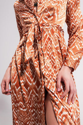 Vestito Maxi con stampa animalier astratta arancio