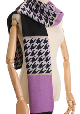 METIS GLAM Sciarpa scialle pied de poule viola e grigio
