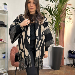 METIS GLAM Mantella quadri frange