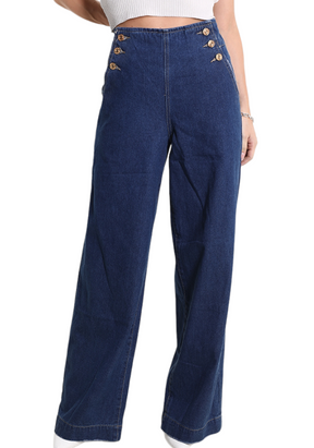 METIS GLAM Jeans palazzo bottoni oro
