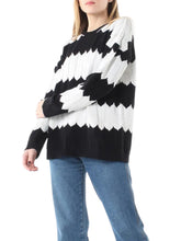 METIS GLAM Maglia nera e argento  lurex zig zag